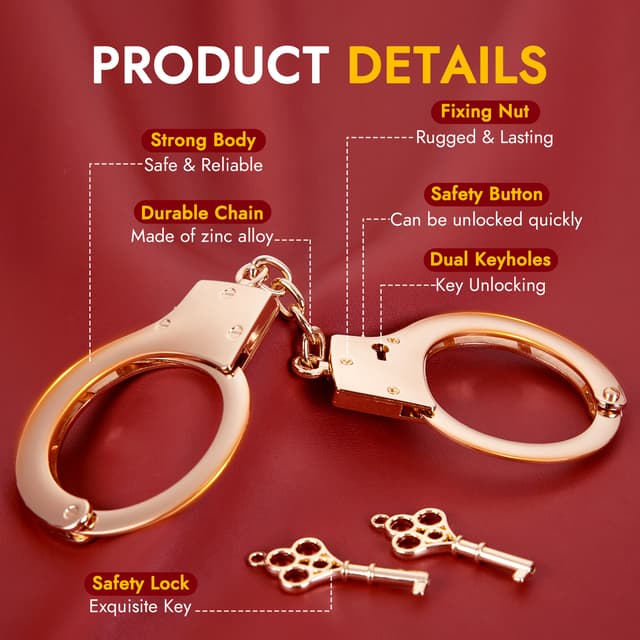 （Presale）Metal Handcuffs – Adjustable Fuzzy BDSM Cuffs with Two Keys for Couples Role Play
