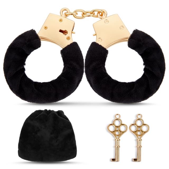（Presale）Metal Handcuffs – Adjustable Fuzzy BDSM Cuffs with Two Keys for Couples Role Play