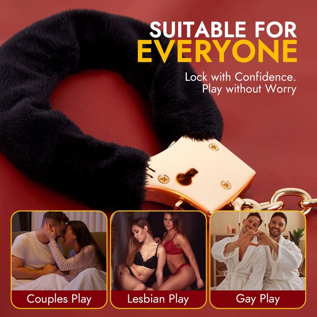 （Presale）Metal Handcuffs – Adjustable Fuzzy BDSM Cuffs with Two Keys for Couples Role Play