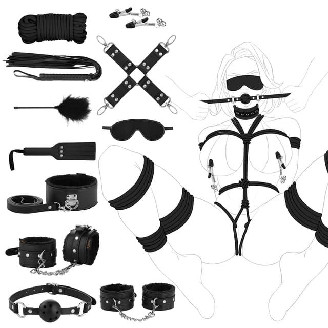 BDSM 11PCS - 11 Pieces Leather Restraints Kits