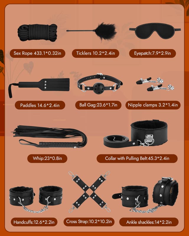 BDSM 11PCS - 11 Pieces Leather Restraints Kits