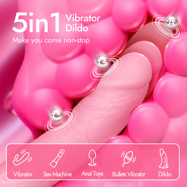Lavender - 9" Silicone Thrusting Dildo Vibrator with 10 Vibration & 3 Thrusting Modes （Pink）