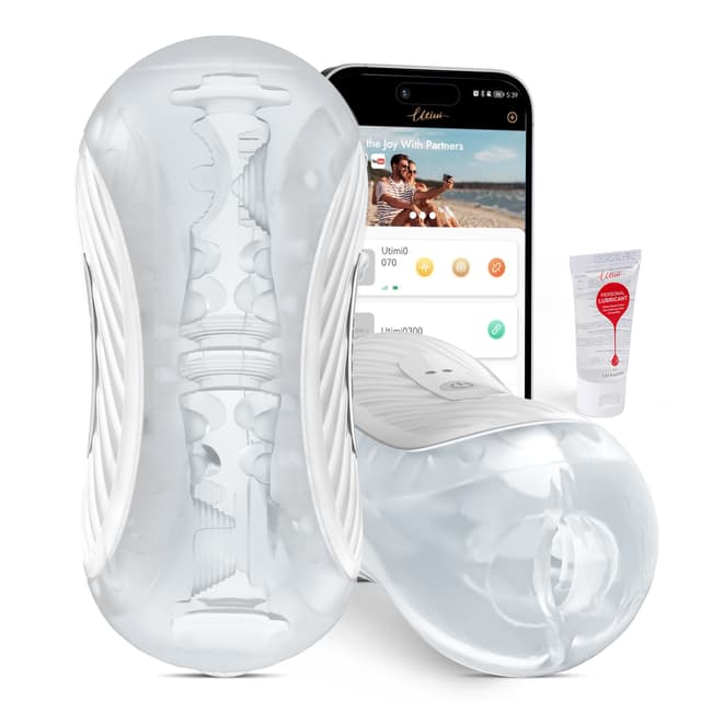 （Pre sale）Peanut – Utimi Dual-Channel Squeezable Male Masturbator, App Vibe & Magnetic Charge （Clear）