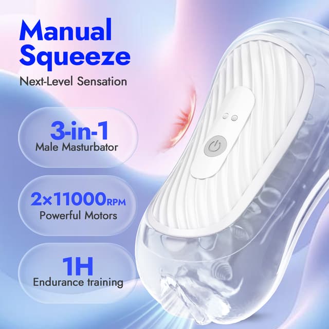 （Pre sale）Peanut – Utimi Dual-Channel Squeezable Male Masturbator, App Vibe & Magnetic Charge （Clear）