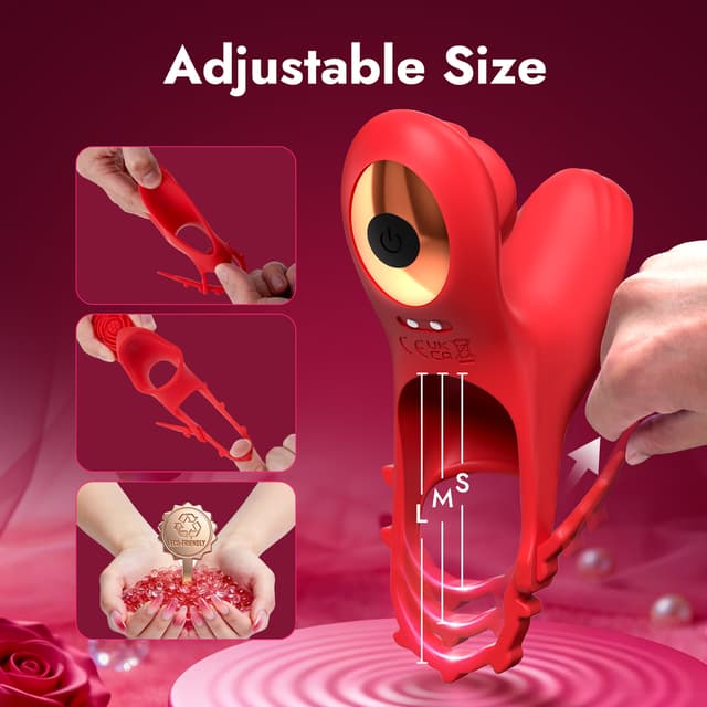 APP-Controlled Adjustable Vibrating Cock Ring & Penis Sleeve for Couples